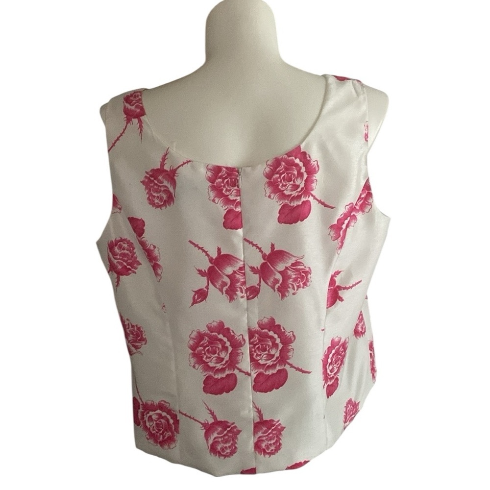 Ashley Stewart Pink and White Floral Women's Sleeveless Top Plus Size 20W - Picture 2 of 4